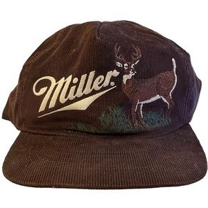 rare vintage miller lite beer brown corduroy hat